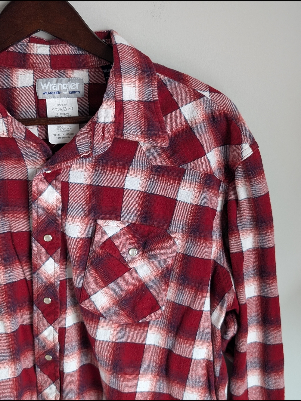 VTG Style Wrangler Wrancher Shirt Mens XXL Red Plaid Long Sleeve Western Snap